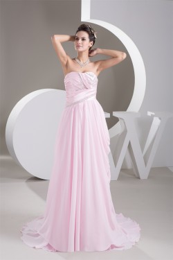 Chiffon Beading A-Line Soft Sweetheart Sleeveless Prom Evening Bridesmaid Dresses 02020500