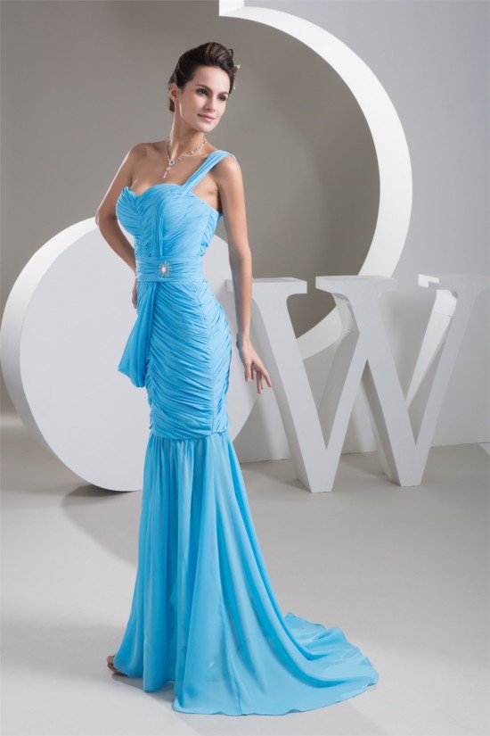 Chiffon Draped Sleeveless Mermaid/Trumpet Prom/Formal Evening Dresses 02020501 Chiffon Draped Sleeveless Mermaid/Trumpet Prom/Formal Evening Dresses 02020501