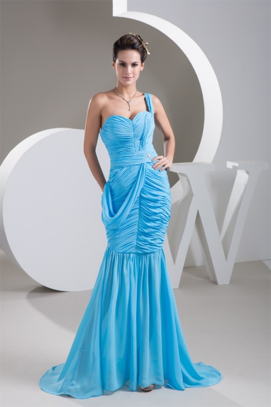 Chiffon Draped Sleeveless Mermaid/Trumpet Prom/Formal Evening Dresses 02020501 Chiffon Draped Sleeveless Mermaid/Trumpet Prom/Formal Evening Dresses 02020501