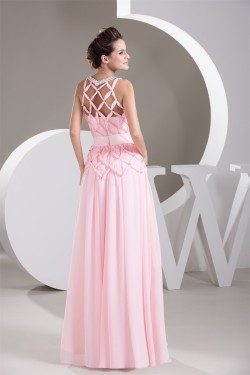 Chiffon Floor-Length Sheer Sleeveless Sheath/Column  Prom Evening Formal Dresses 02020503