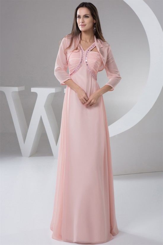 Chiffon Straps Sleeveless Long Pink Prom/Formal Evening Dresses 02020508 Chiffon Straps Sleeveless Long Pink Prom/Formal Evening Dresses 02020508