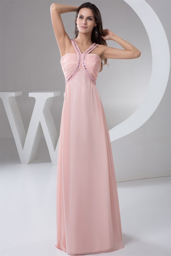 Chiffon Straps Sleeveless Long Pink Prom/Formal Evening Dresses 02020508 Chiffon Straps Sleeveless Long Pink Prom/Formal Evening Dresses 02020508
