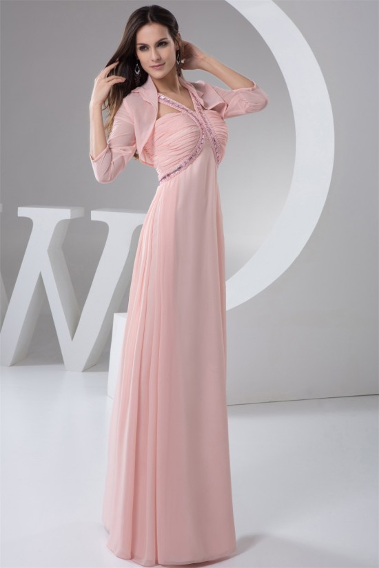 Chiffon Straps Sleeveless Long Pink Prom/Formal Evening Dresses 02020508 Chiffon Straps Sleeveless Long Pink Prom/Formal Evening Dresses 02020508