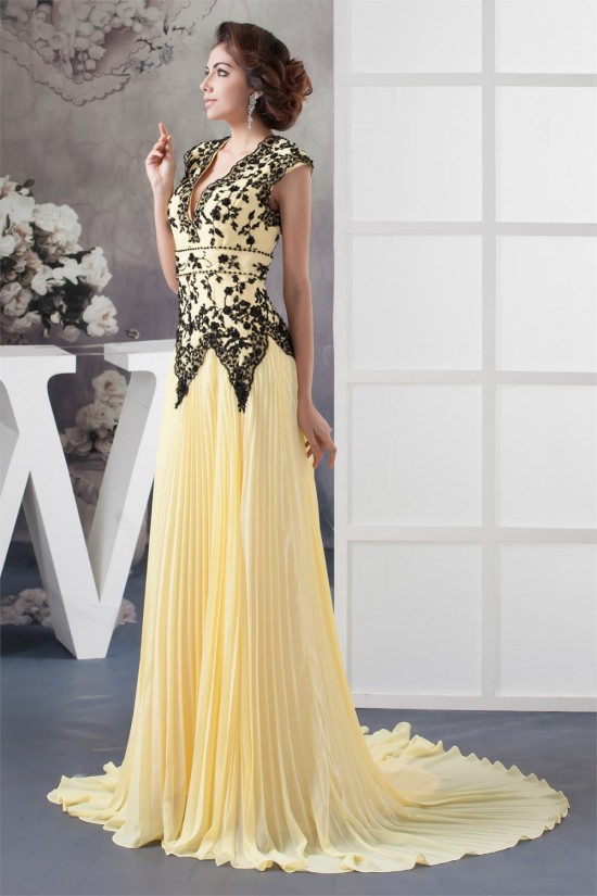 A-Line Chiffon V-Neck Sleeveless Pleats Prom/Formal Evening Dresses 02020512 A-Line Chiffon V-Neck Sleeveless Pleats Prom/Formal Evening Dresses 02020512
