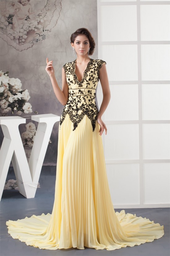 A-Line Chiffon V-Neck Sleeveless Pleats Prom/Formal Evening Dresses 02020512 A-Line Chiffon V-Neck Sleeveless Pleats Prom/Formal Evening Dresses 02020512