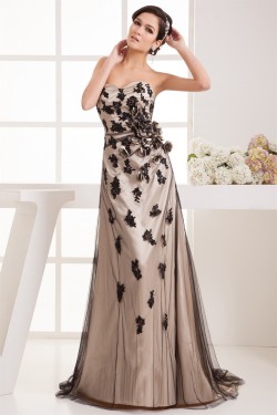 Elastic Woven Satin Fine Netting Sleeveless Prom/Formal Evening Dresses 02020513