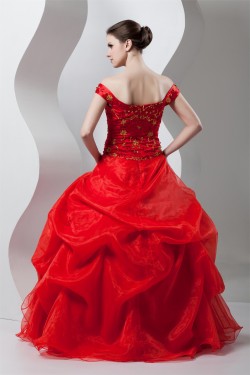 Floor-Length Ball Gown Off-the-Shoulder Organza Prom/Formal Evening Dresses 02020514