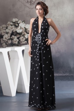 Floor-Length Chiffon Beading Halter A-Line Prom/Formal Evening Dresses 02020516