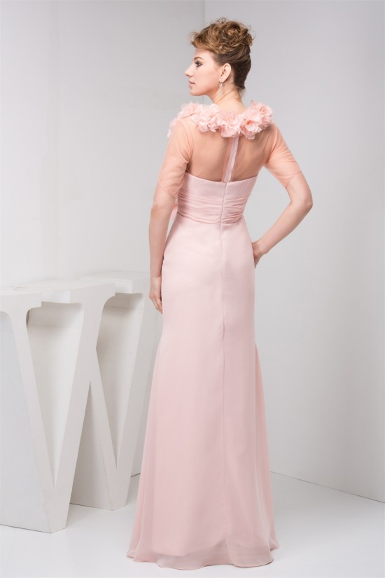 Floor-Length Chiffon Fine Netting Long Pink Prom/Formal Evening Dresses 02020519 Floor-Length Chiffon Fine Netting Long Pink Prom/Formal Evening Dresses 02020519