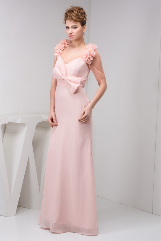 Floor-Length Chiffon Fine Netting Long Pink Prom/Formal Evening Dresses 02020519 Floor-Length Chiffon Fine Netting Long Pink Prom/Formal Evening Dresses 02020519