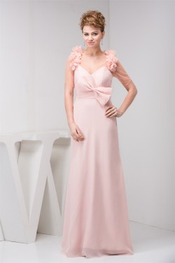Floor-Length Chiffon Fine Netting Long Pink Prom/Formal Evening Dresses 02020519