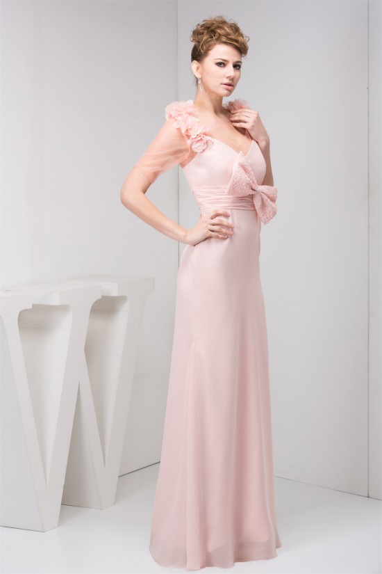 Floor-Length Chiffon Fine Netting Long Pink Prom/Formal Evening Dresses 02020519 Floor-Length Chiffon Fine Netting Long Pink Prom/Formal Evening Dresses 02020519