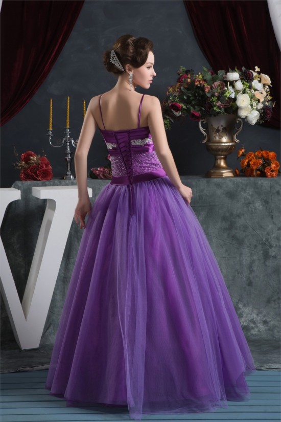 Ball Gown Purple Satin Lace Fine Netting Prom/Formal Evening Dresses 02020523