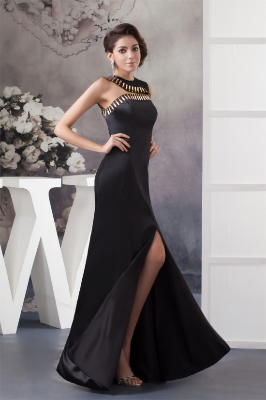 Floor-Length Sleeveless A-Line Silk like Satin Prom/Formal Evening Dresses 02020524 Floor-Length Sleeveless A-Line Silk like Satin Prom/Formal Evening Dresses 02020524