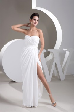 Sheath/Column Sweetheart Floor-Length Split Side Long White Prom/Formal Evening Dresses 02020525
