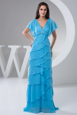Floor-Length V-Neck Sheath/Column Chiffon Prom/Formal Evening Dresses 02020528