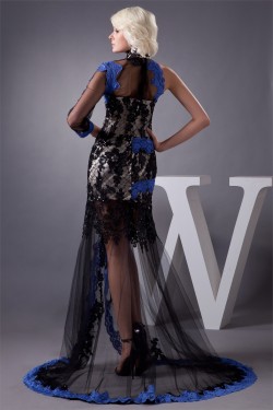 High-Neck Lace Long Sleeve Sheath/Column Prom/Formal Evening Dresses 02020532