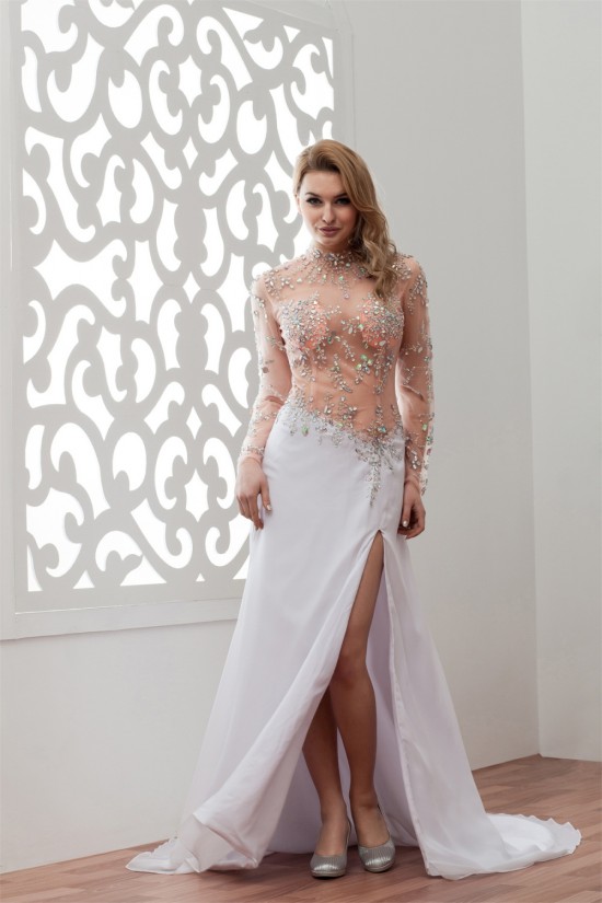 Long Sleeves Satin Organza Fine Netting Prom/Formal Evening Dresses 02020534 Long Sleeves Satin Organza Fine Netting Prom/Formal Evening Dresses 02020534