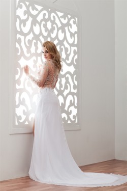 Long Sleeves Satin Organza Fine Netting Prom/Formal Evening Dresses 02020534