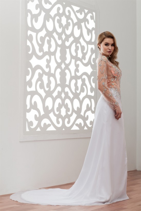 Long Sleeves Satin Organza Fine Netting Prom/Formal Evening Dresses 02020534 Long Sleeves Satin Organza Fine Netting Prom/Formal Evening Dresses 02020534