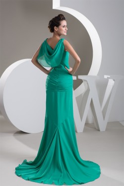 Mermaid/Trumpet Pleats Sleeveless V-Neck Prom/Formal Evening Dresses 02020536