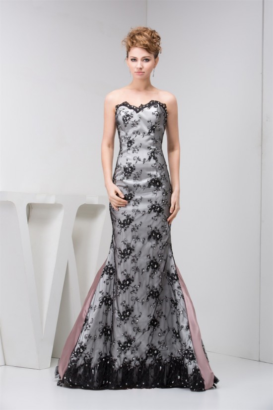 Mermaid/Trumpet Sleeveless Lace Fine Netting Prom/Formal Evening Dresses 02020537