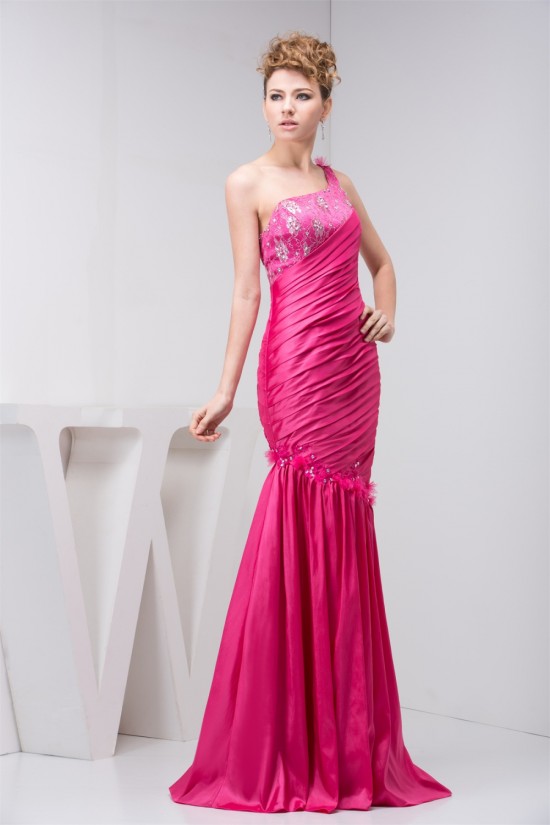 Trumpet/Mermaid One-Shoulder Beading Lace Prom/Formal Evening Dresses 02020538