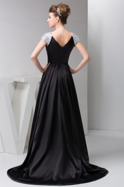 Pleats Silk like Satin Acrylic V-Neck A-Line Prom/Formal Evening Maternity Dresses 02020540