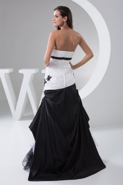 Ruffles Sleeveless A-Line Satin Taffeta Fine Netting Prom/Formal Evening Dresses 02020543