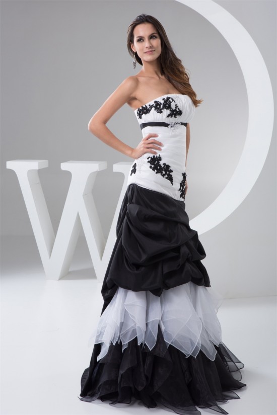 Ruffles Sleeveless A-Line Satin Taffeta Fine Netting Prom/Formal Evening Dresses 02020543 Ruffles Sleeveless A-Line Satin Taffeta Fine Netting Prom/Formal Evening Dresses 02020543