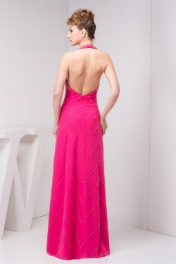 Chiffon Sleeveless Halter Beaded Prom Evening Formal Dresses 02020547