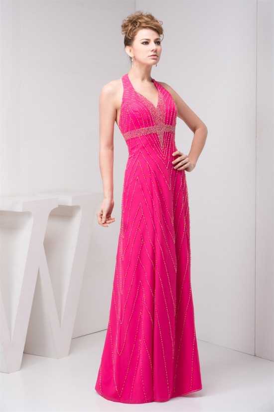 Chiffon Sleeveless Halter Beaded Prom Evening Formal Dresses 02020547 Chiffon Sleeveless Halter Beaded Prom Evening Formal Dresses 02020547
