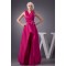 Satin Taffeta V-Neck Floor-Length Handmade Flowers Prom/Formal Evening Dresses 02020553