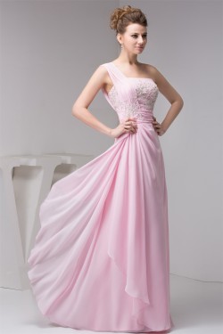 Sheath/Column Beading One-Shoulder Floor-Length Best Bridesmaid Dresses 02020556