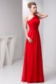 A-Line One-Shoulder Long Red Chiffon Floor-Length Long Bridesmaid Dresses 02020566