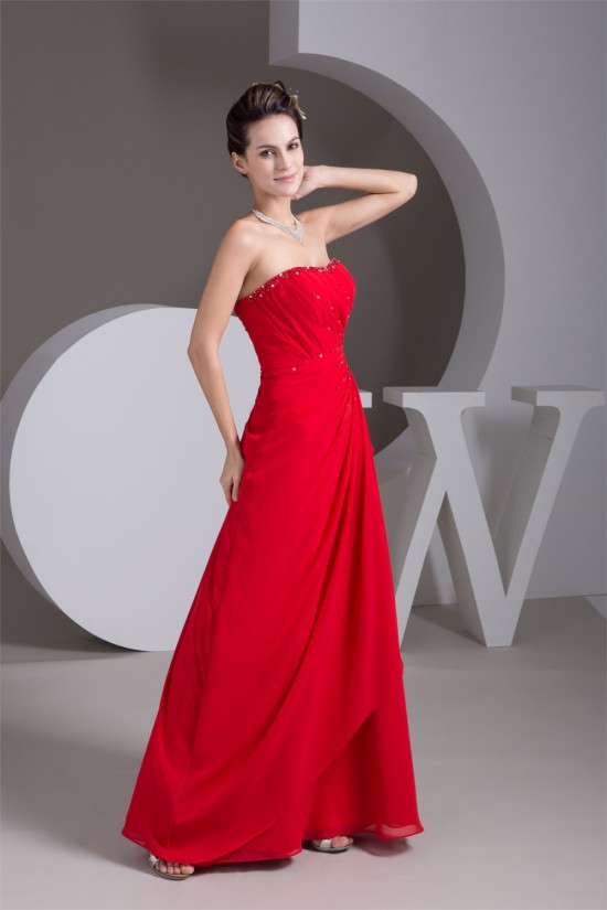 Sleeveless A-Line Beading Floor-Length Chiffon Prom Evening Party Dresses 02020570