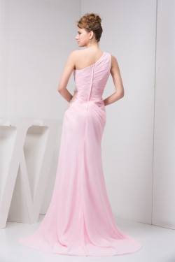 Sleeveless Brush Sweep Train One-Shoulder Evening Party Mother of the Bride Dresses 02020575