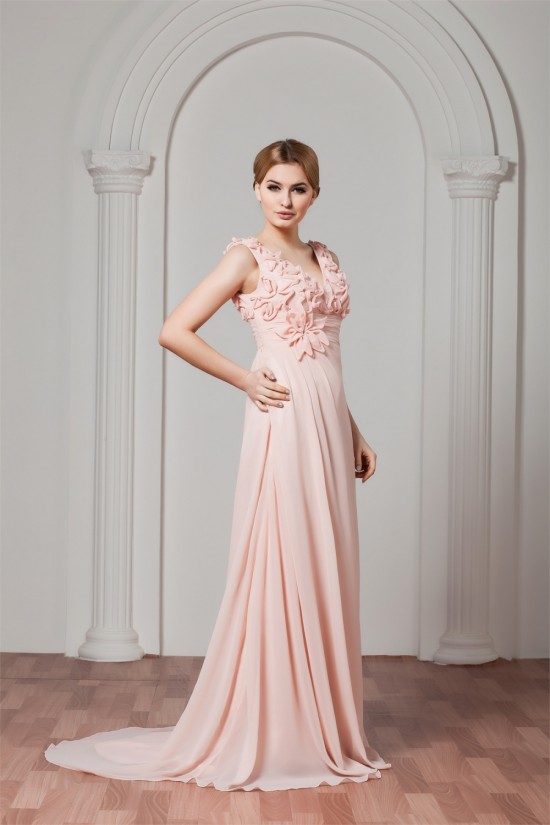 Sleeveless Chiffon Elastic Woven Satin A-Line Prom/Formal Evening Dresses 02020576 Sleeveless Chiffon Elastic Woven Satin A-Line Prom/Formal Evening Dresses 02020576