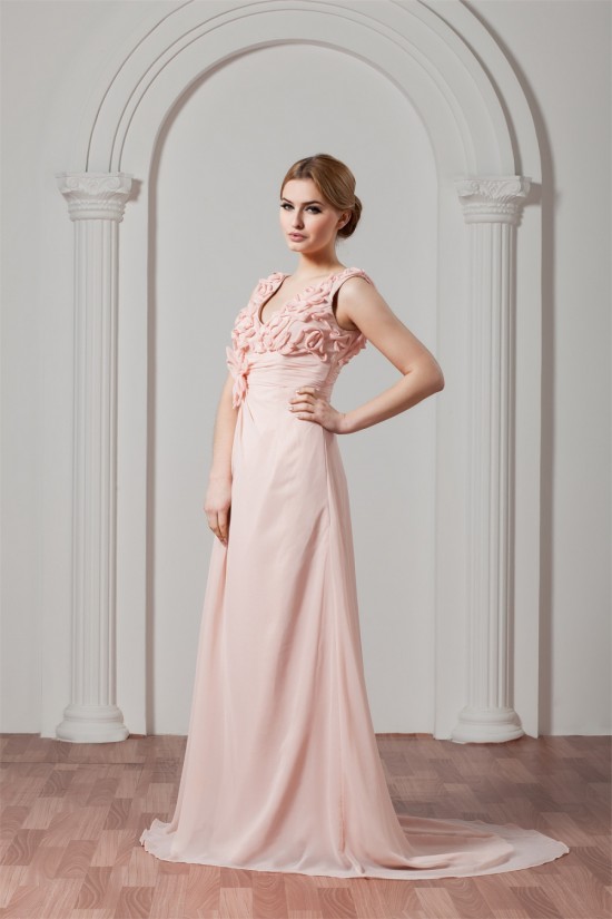 Sleeveless Chiffon Elastic Woven Satin A-Line Prom/Formal Evening Dresses 02020576 Sleeveless Chiffon Elastic Woven Satin A-Line Prom/Formal Evening Dresses 02020576