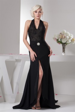 Sleeveless Chiffon Lace Silk like Satin Prom/Formal Evening Dresses 02020578