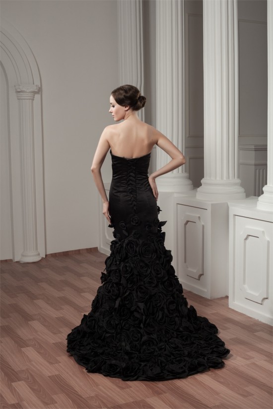 Sleeveless Handmade Flowers Brush Sweep Train Prom/Formal Evening Dresses 02020585 Sleeveless Handmade Flowers Brush Sweep Train Prom/Formal Evening Dresses 02020585