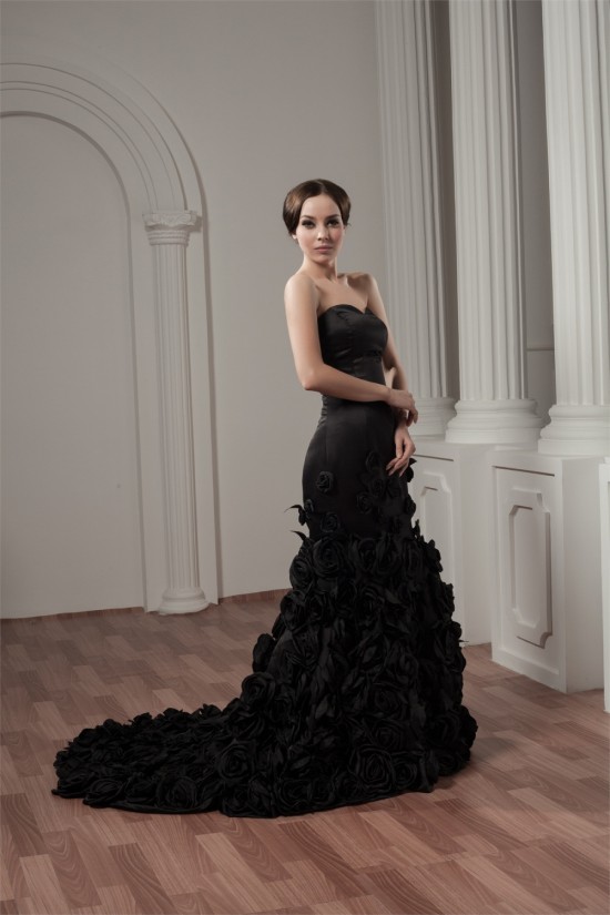Sleeveless Handmade Flowers Brush Sweep Train Prom/Formal Evening Dresses 02020585 Sleeveless Handmade Flowers Brush Sweep Train Prom/Formal Evening Dresses 02020585
