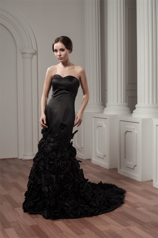 Sleeveless Handmade Flowers Brush Sweep Train Prom/Formal Evening Dresses 02020585 Sleeveless Handmade Flowers Brush Sweep Train Prom/Formal Evening Dresses 02020585