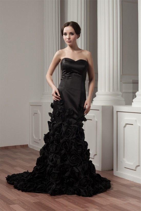 Sleeveless Handmade Flowers Brush Sweep Train Prom/Formal Evening Dresses 02020585 Sleeveless Handmade Flowers Brush Sweep Train Prom/Formal Evening Dresses 02020585