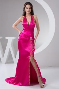 Sleeveless Sheath/Column Elastic Woven Satin Prom/Formal Evening Dresses 02020591