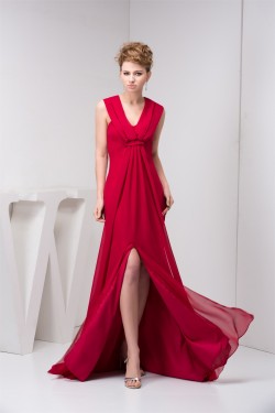 V-Neck Chiffon Sleeveless Ruffles Prom/Formal Evening Dresses 02020604