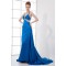 A-Line Beading Elastic Woven Satin Brush Sweep Train Prom/Formal Evening Dresses 02020609