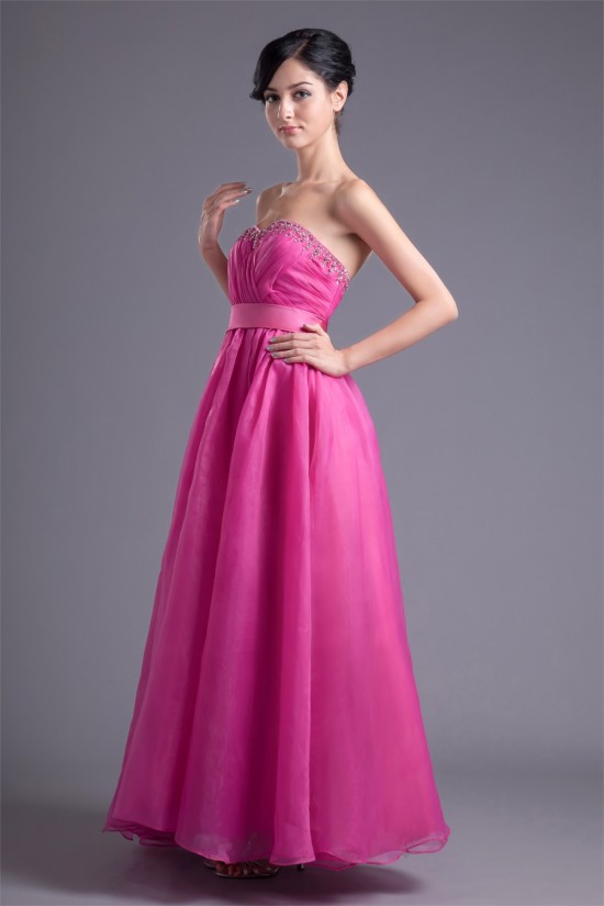 A-Line Beading Organza Elastic Woven Satin Prom/Formal Evening Dresses 02020610