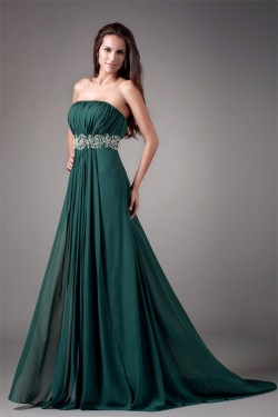 A-Line Beading Strapless Brush Sweep Train Prom/Formal Evening Dresses 02020611