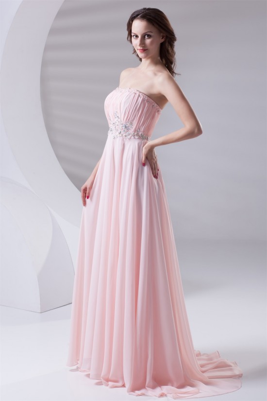 A-Line Strapless Beaded Long Pink Prom Evening Formal Bridesmaid Dresses 02020613 A-Line Strapless Beaded Long Pink Prom Evening Formal Bridesmaid Dresses 02020613